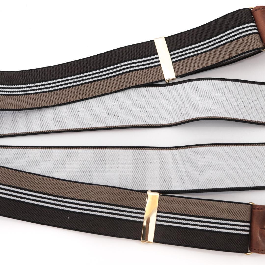 アルバートサーストン サスペンダー クリップ ボタン 2点セット ブラウン系