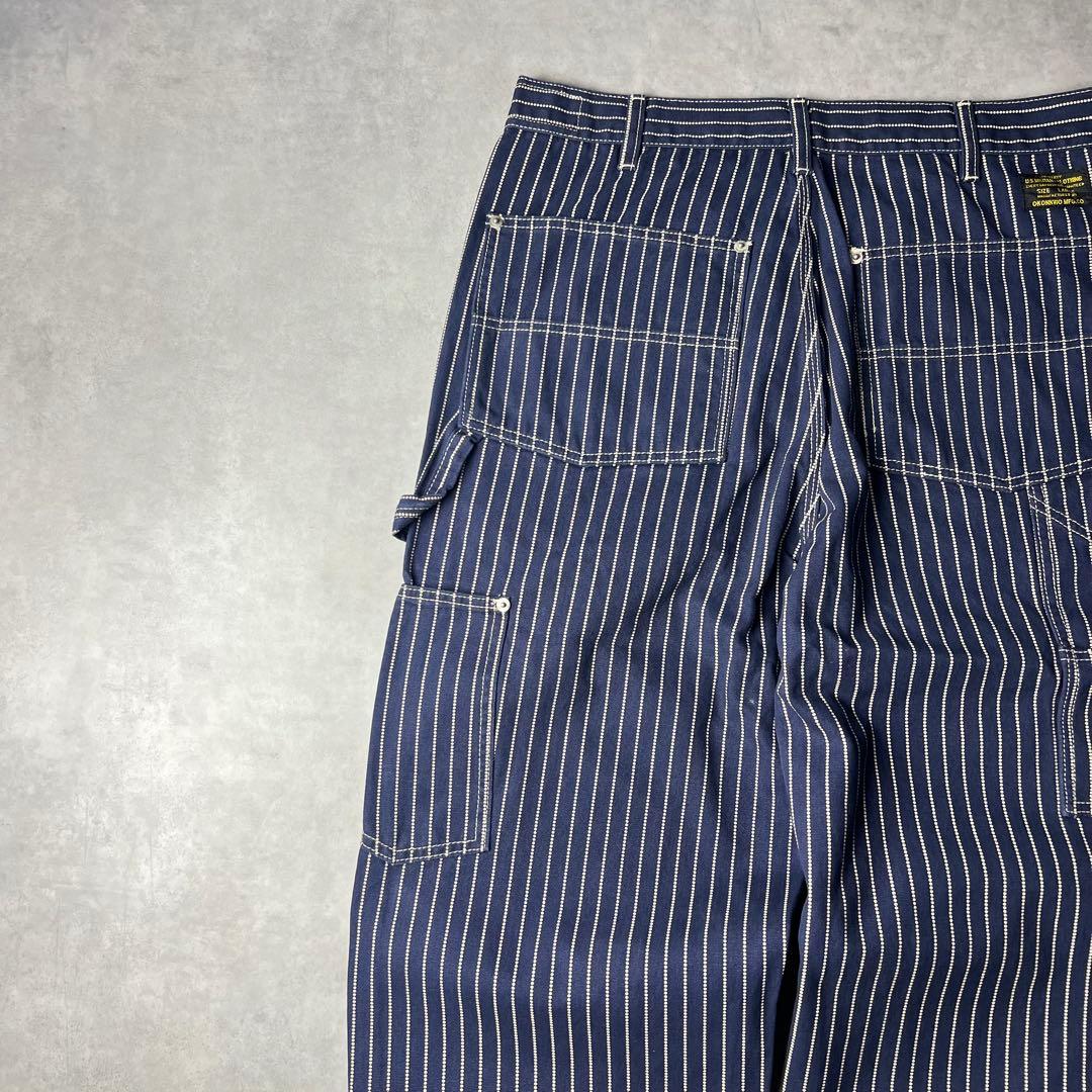 ✅新品未使用　ウォバッシュ　ストライプ　ダブルニー　パンツ　インディゴ　濃紺　L
