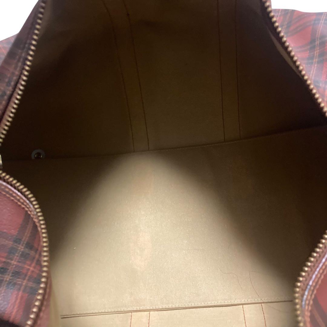 希少　美品　ポロラルフローレン　ボストンバッグ　2way　チェック　ブラウン