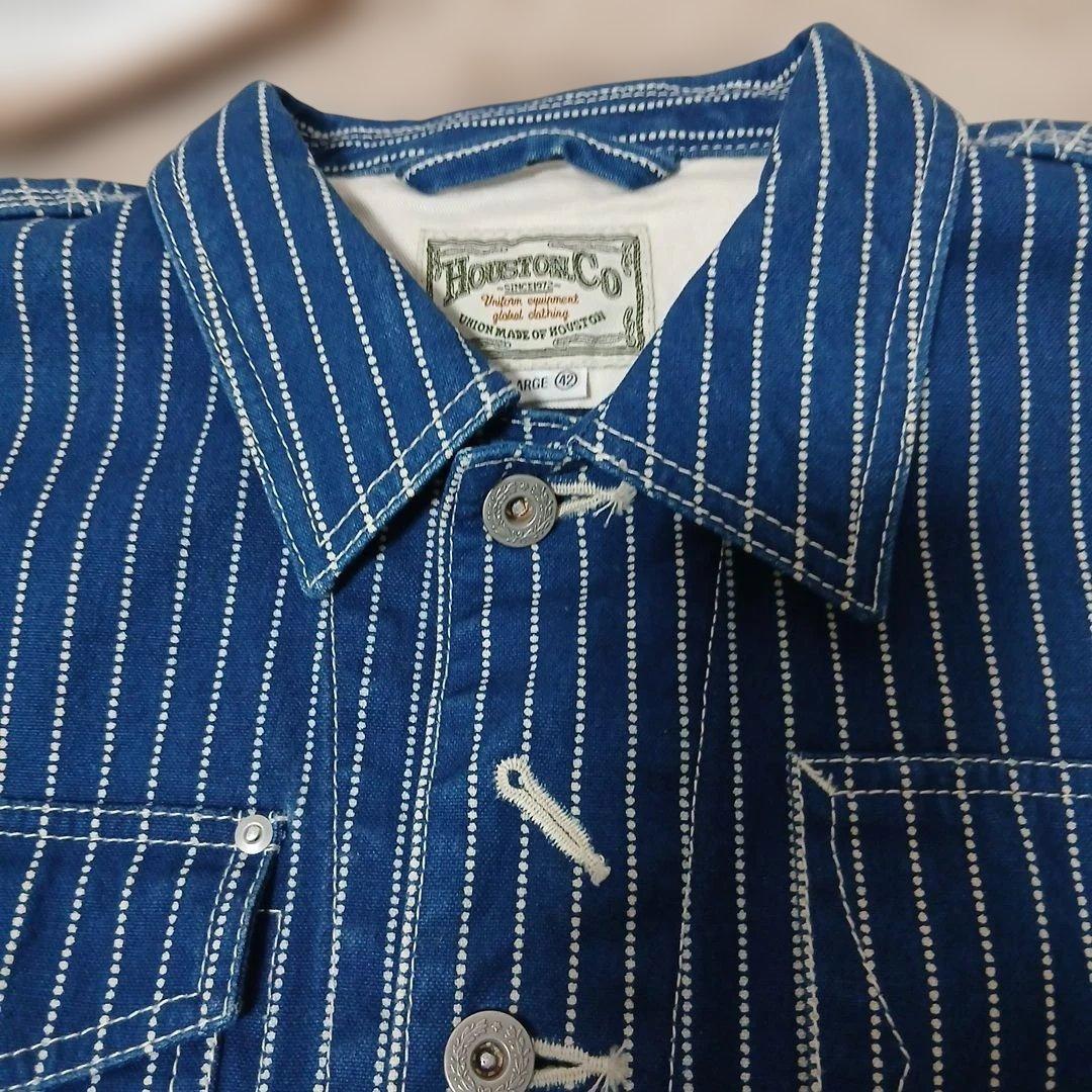 ヒューストン ウォバッシュ ストライプ カバーオール L