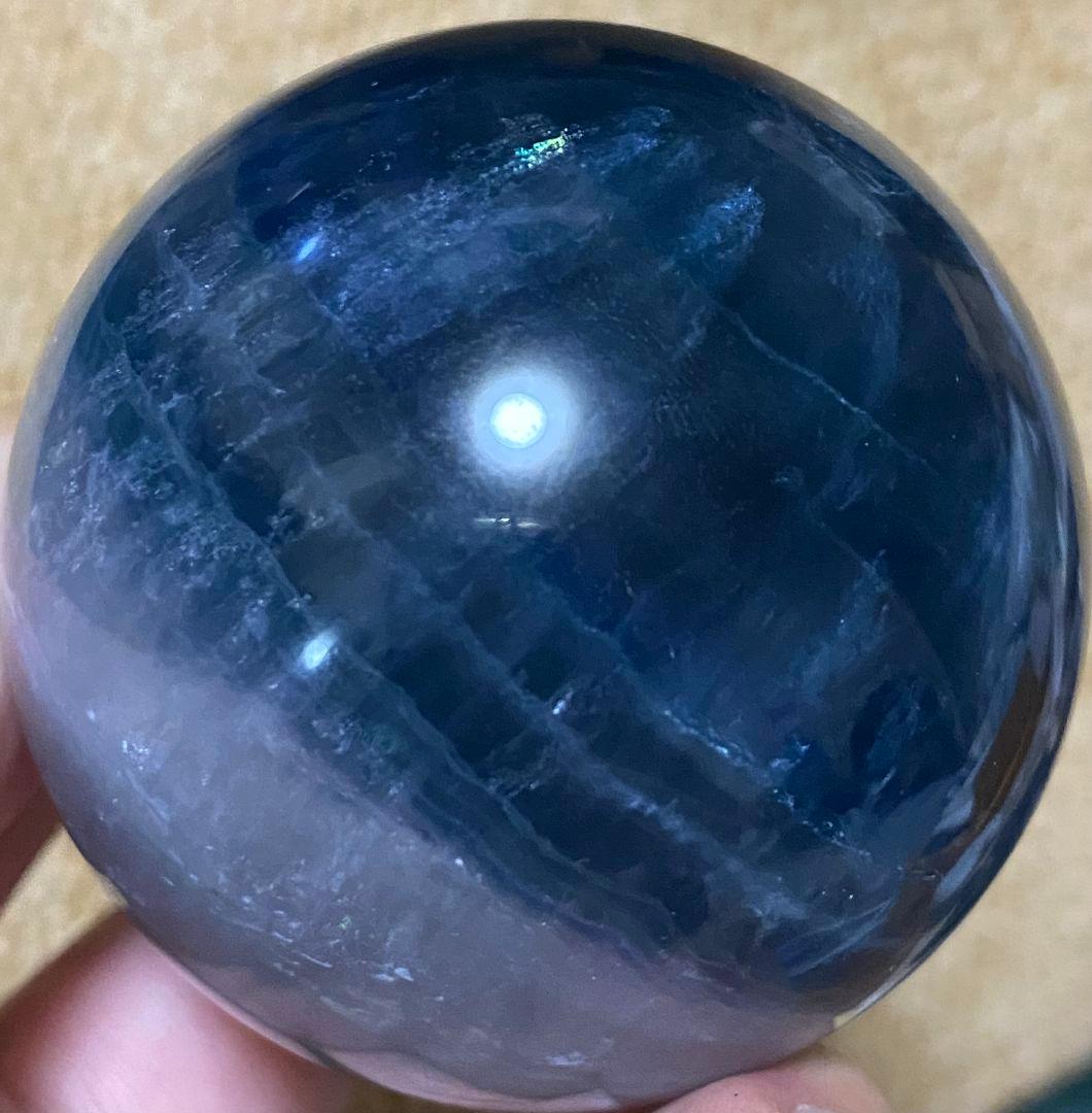 ★ブルー✖ホワイト★フローライト★ラビットヘア★キラキラ オーロラ 虹★スフィア