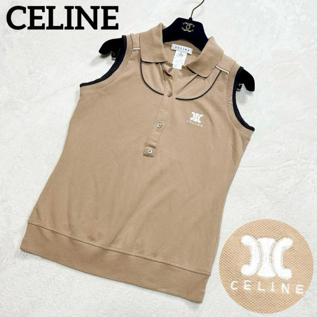 極希少・美品♡セリーヌ　トリオンフ　ノースリーブ　ポロシャツ　キャメル　Mサイズ