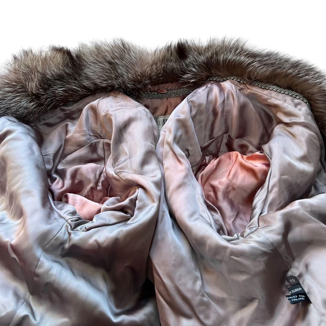 肉厚◎ 着丈110cm ブルーフロストフォックス ファーコート サガフォックス