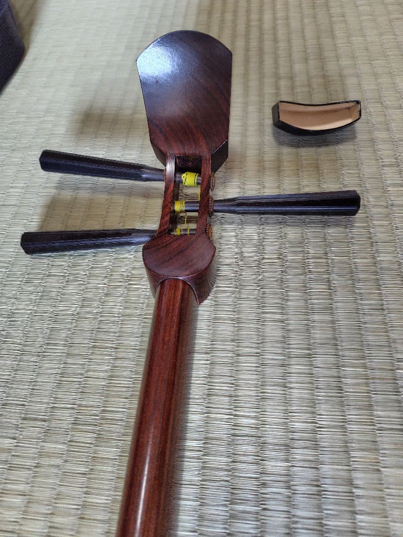 長唄用細棹三味線本体 花柄カバー 専用ケース付き