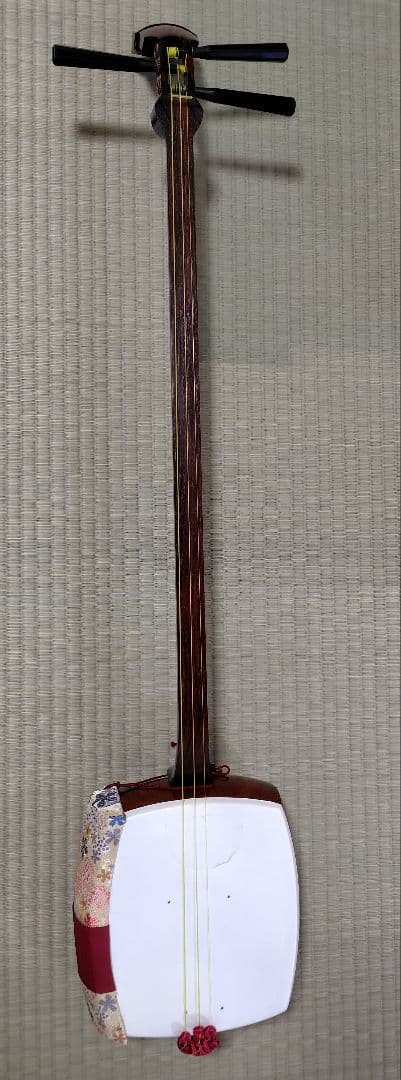 長唄用細棹三味線本体 花柄カバー 専用ケース付き