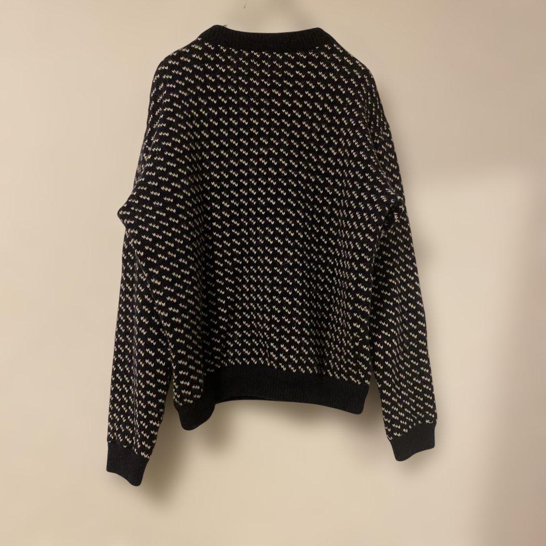 LLBEAN バーズアイ　ウールニットセーター　ノルウェー製　80s Large