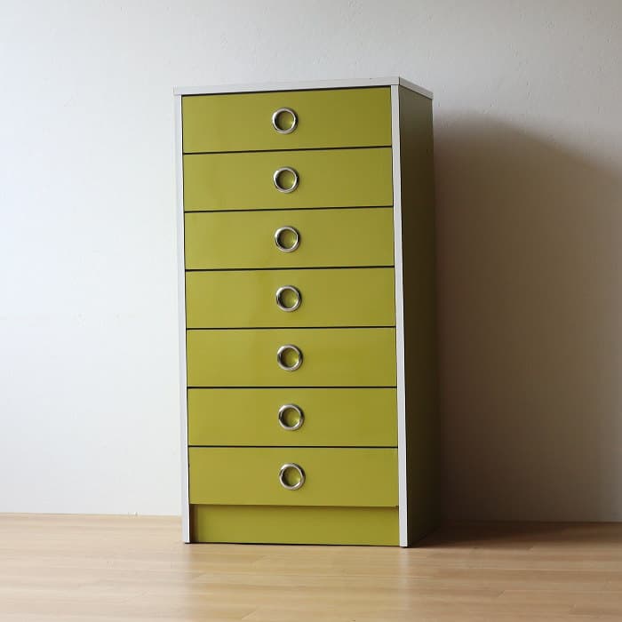 アンティーク レトロポップ 7段 チェスト 昭和レトロ スペースエイジ グリーン