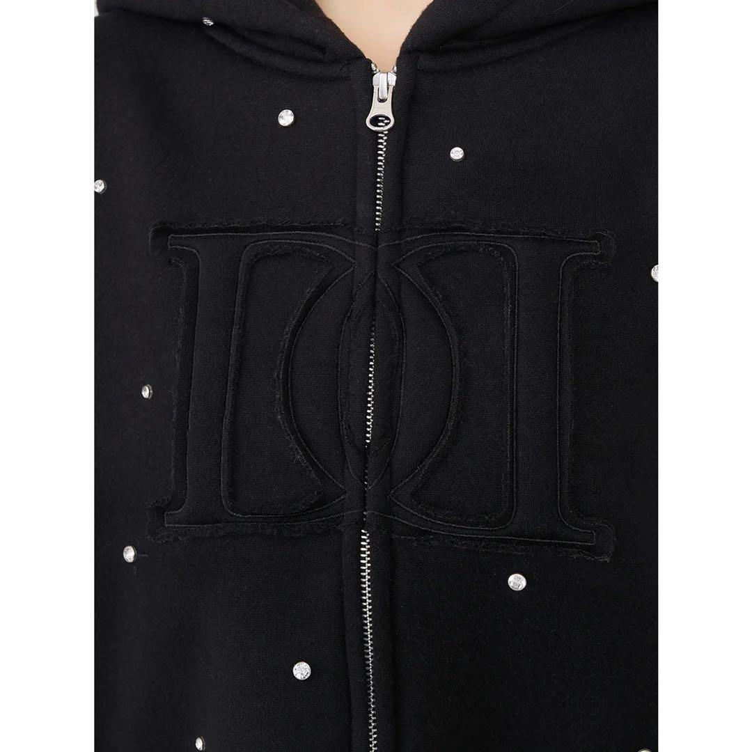 ダーリッチ 新品タグ付き ブラック フリー DDロゴビジュージップパーカー F