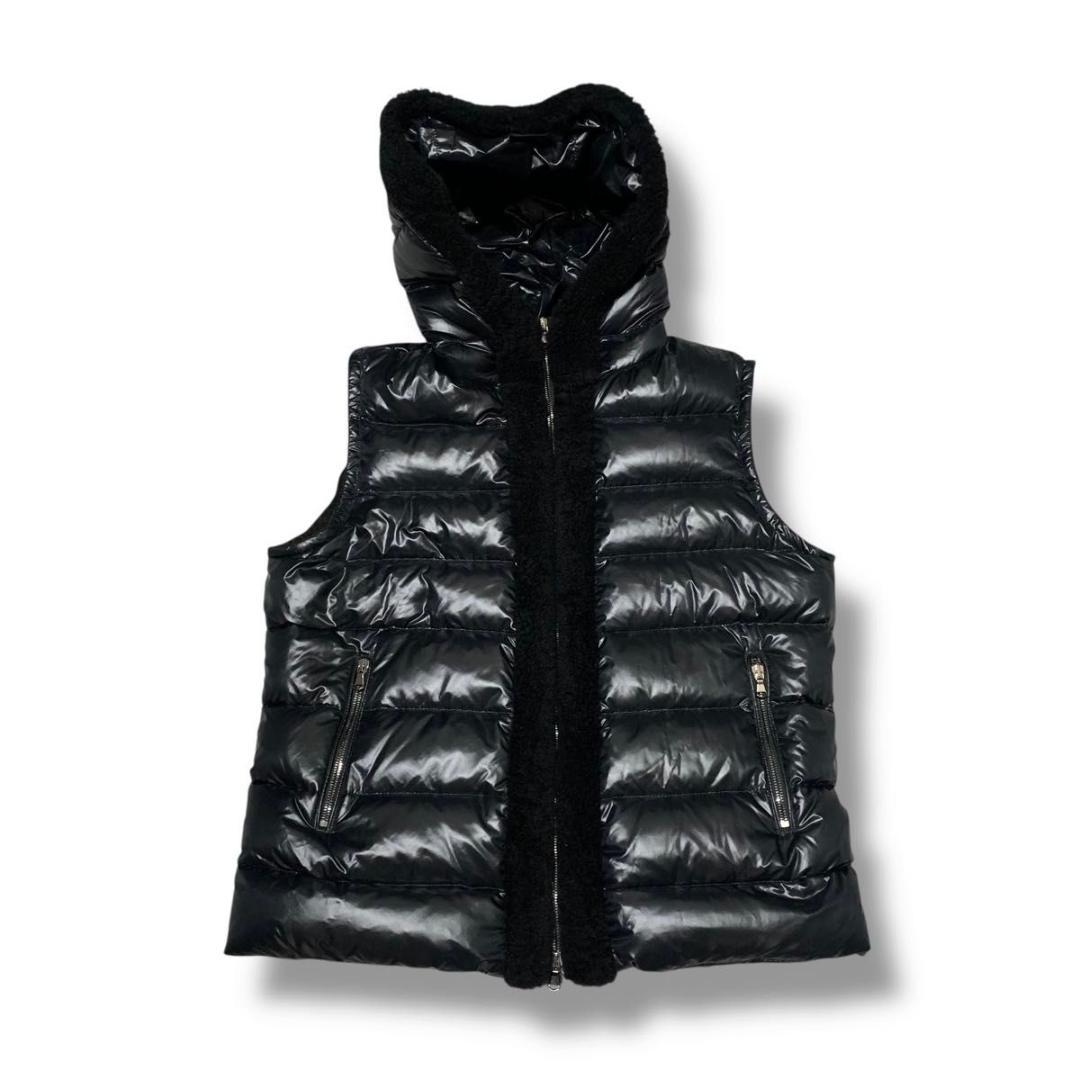 美品 XLサイズ エンメティ ダウンベスト ムートン 切り替え ブラック 黒