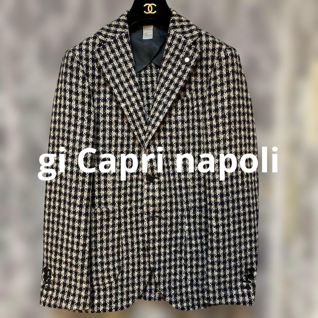 希少gi Capri napoliジカプリ　チェックツイードテーラードジャケット