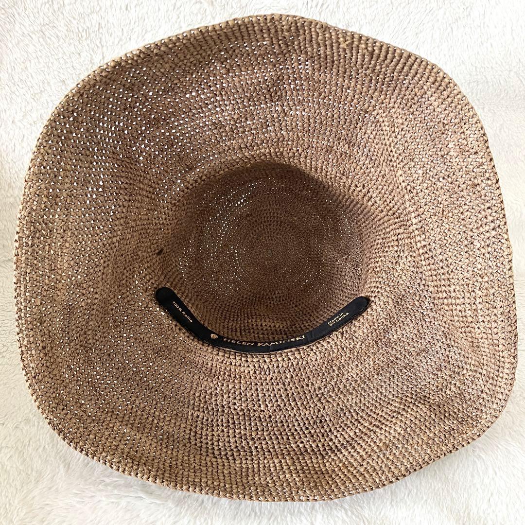 ヘレンカミンスキー ラフィア ローラブル パッカブルハット グレーブラウン