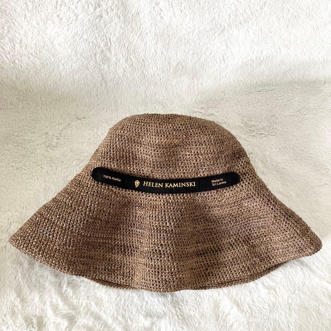 ヘレンカミンスキー ラフィア ローラブル パッカブルハット グレーブラウン