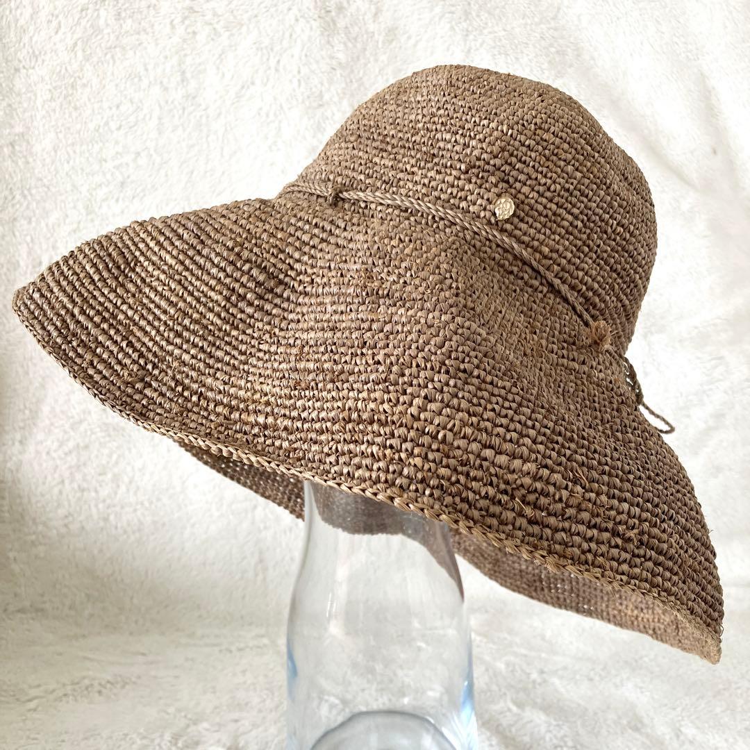 ヘレンカミンスキー ラフィア ローラブル パッカブルハット グレーブラウン