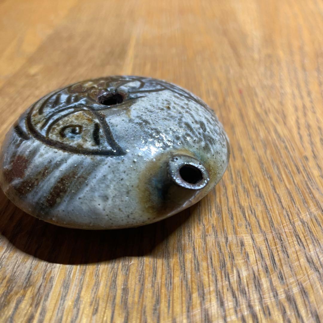 琉球　壷屋焼　金城次郎　魚文水滴　箱なし