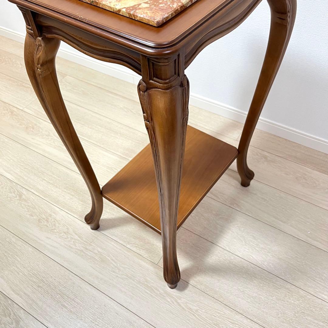 (つ50)大理石コンソールテーブル/ナイトテーブル/花台/飾り台/イタリア家具