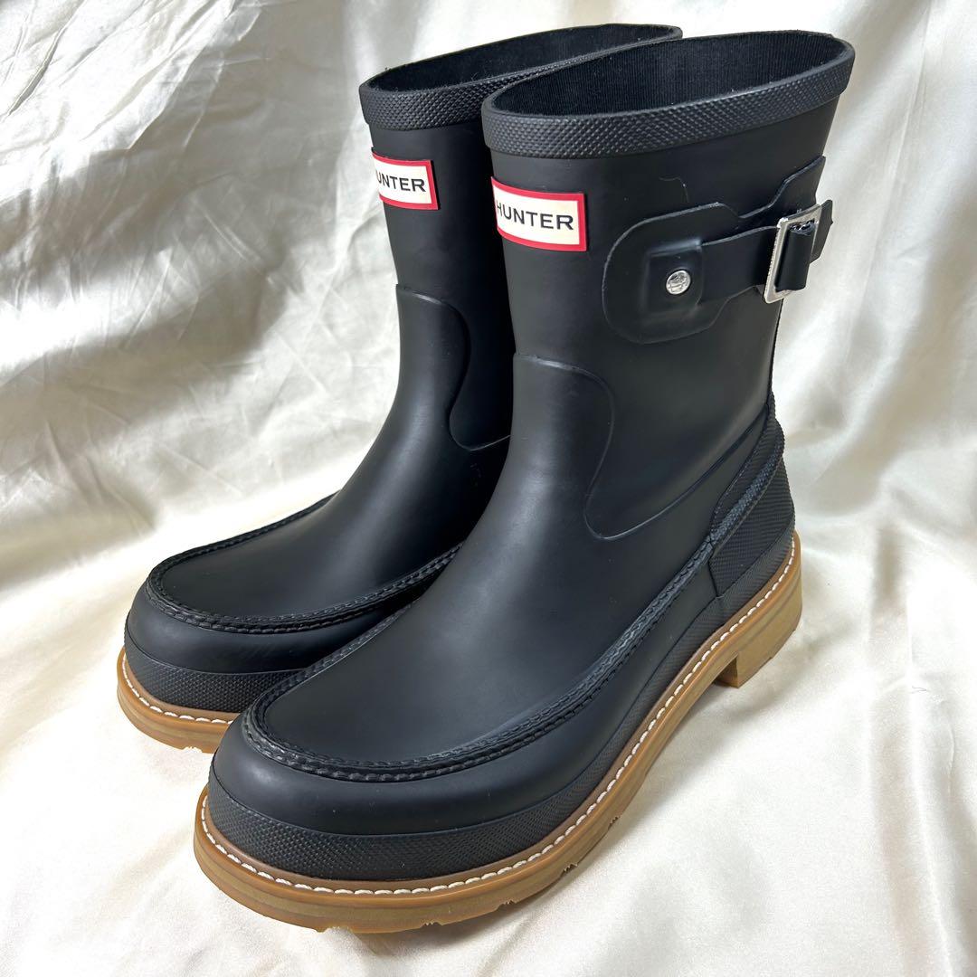 【綺麗】HUNTER オリジナル モックトゥ ショートブーツ ブラック 27