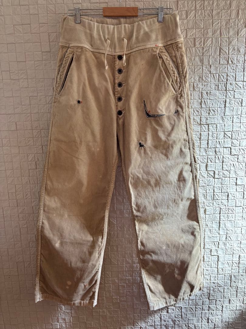 キャピタル KAPITALコーデュロイ イージーパンツ ダメージ加工 刺繍入り