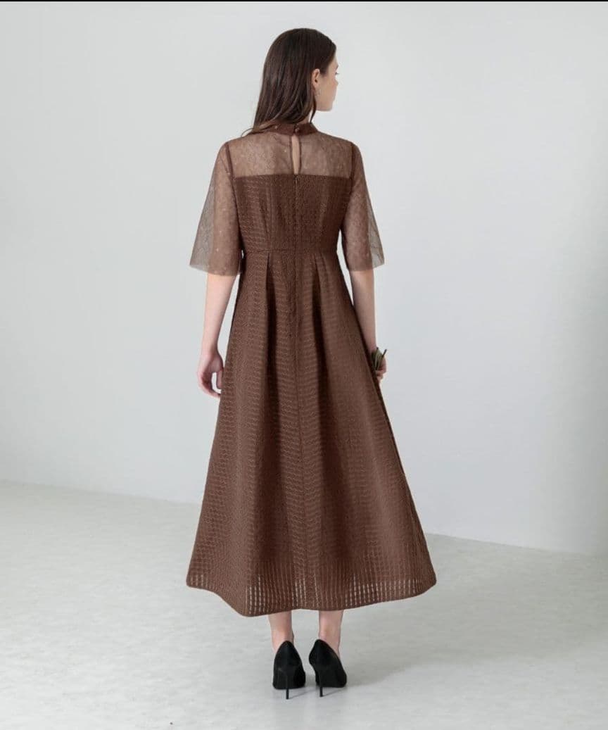 【LEJA】【定価21,700円】ビスチェ風切り替え　ワッフル生地ドレス