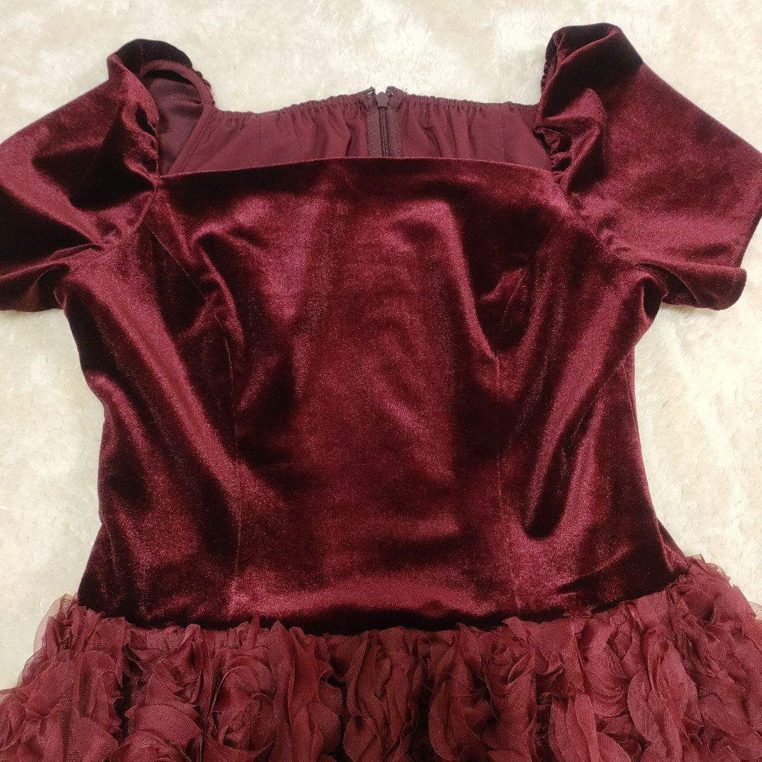 etoll ベロア ロゼット フレアドレス オケージョンドレス パーティー結婚式