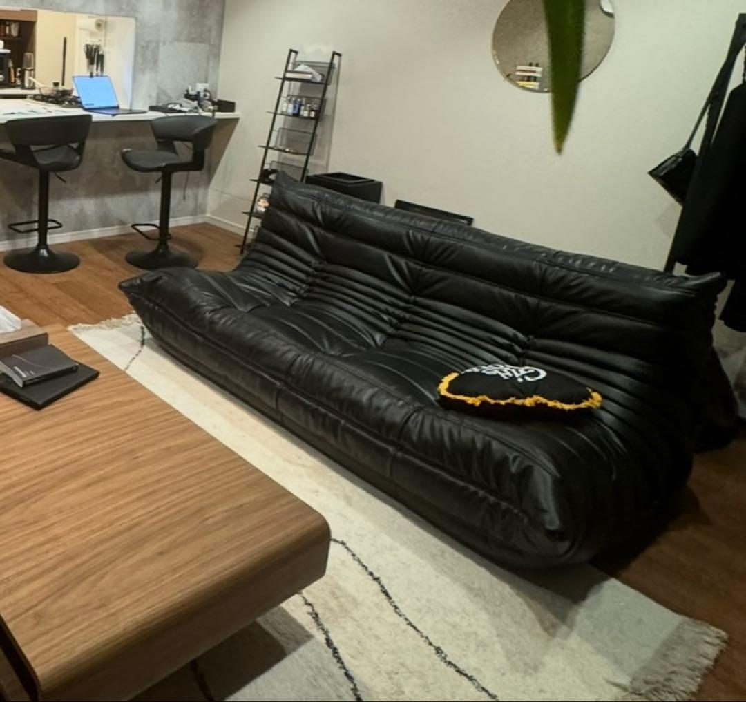 【希少】リーンロゼ トーゴ ligne roset 3P ソファ 黒 レザー 革