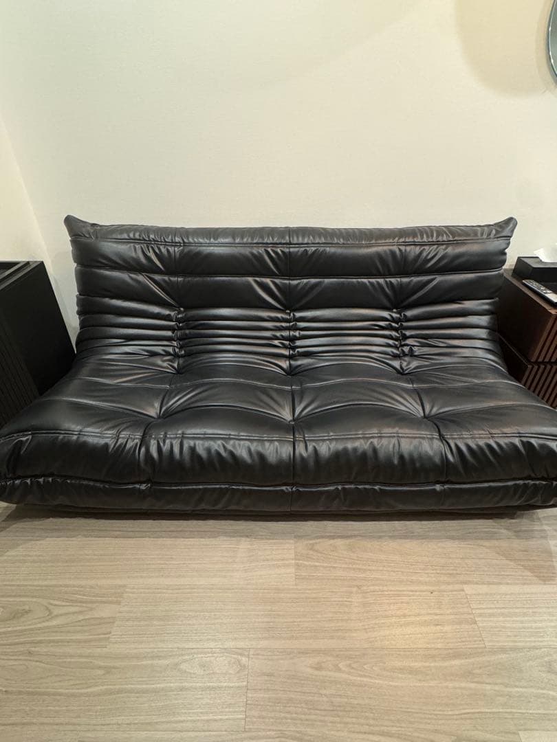 【希少】リーンロゼ トーゴ ligne roset 3P ソファ 黒 レザー 革