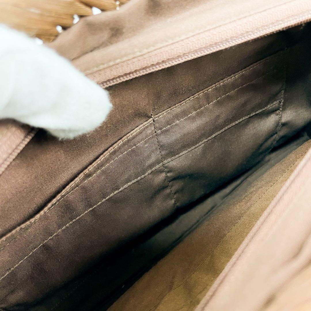 【美品】山葡萄 セカンドバッグ かごバッグ ファスナー付き 編み込み ブラウン系