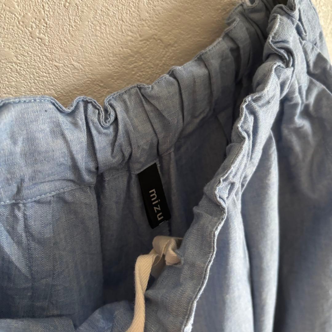 manna１度着用の美品⭐︎ミズイロインド シャンブレーワイドカーゴパンツ