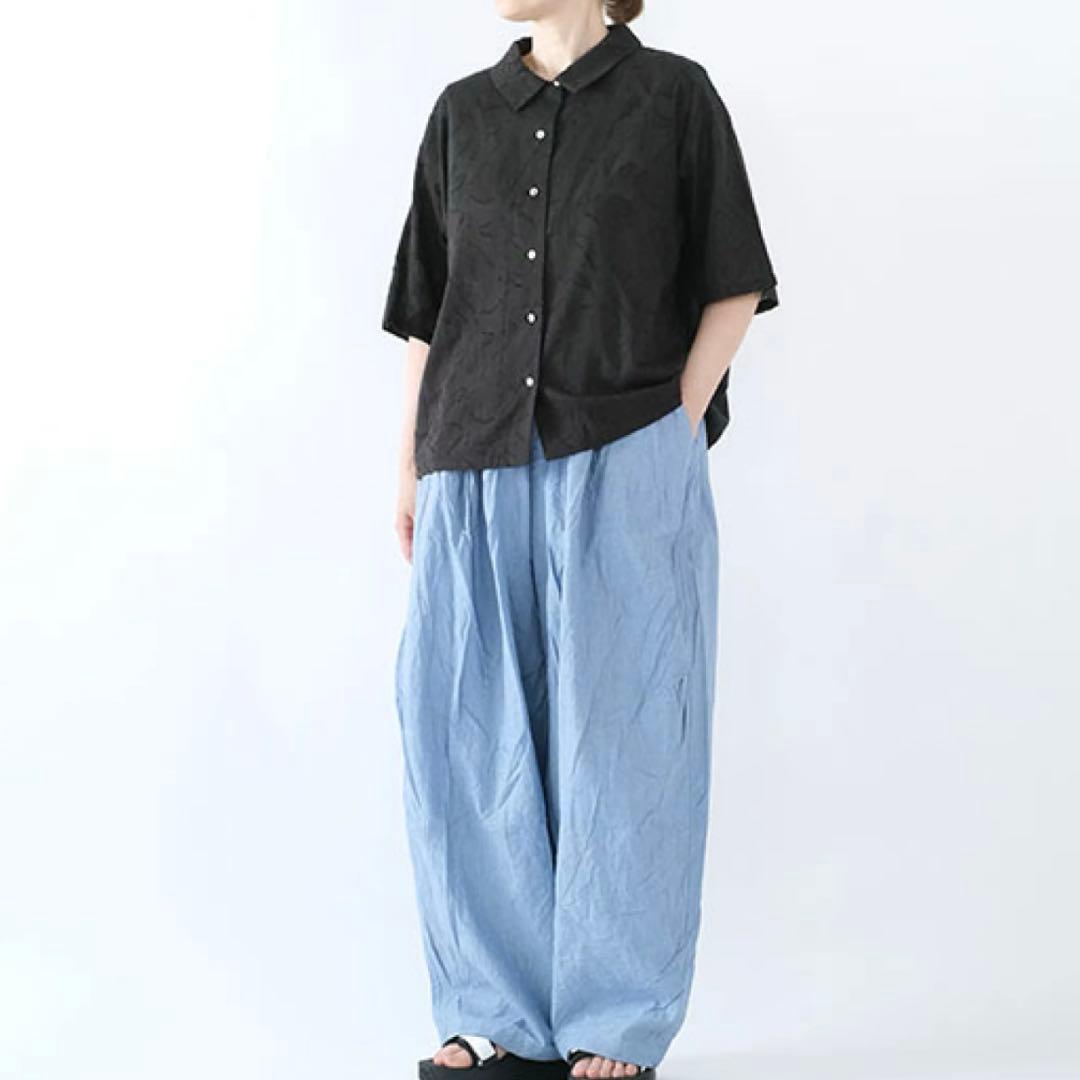 manna１度着用の美品⭐︎ミズイロインド シャンブレーワイドカーゴパンツ