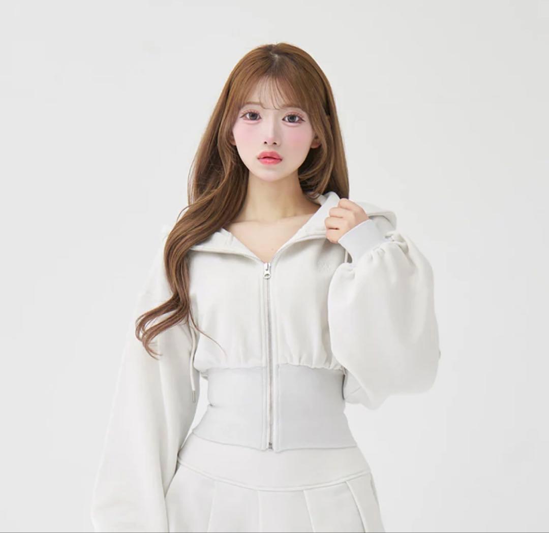 Darich カラーラメスウェットコルセットパーカー WHT