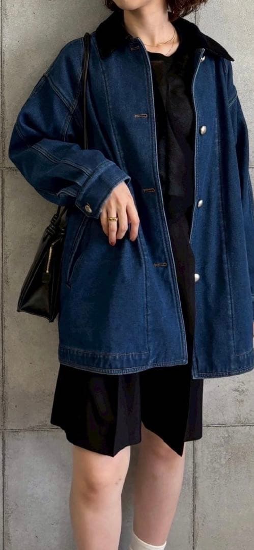 【のっぽROSIEE】裏起毛デニムジャケット ブルー