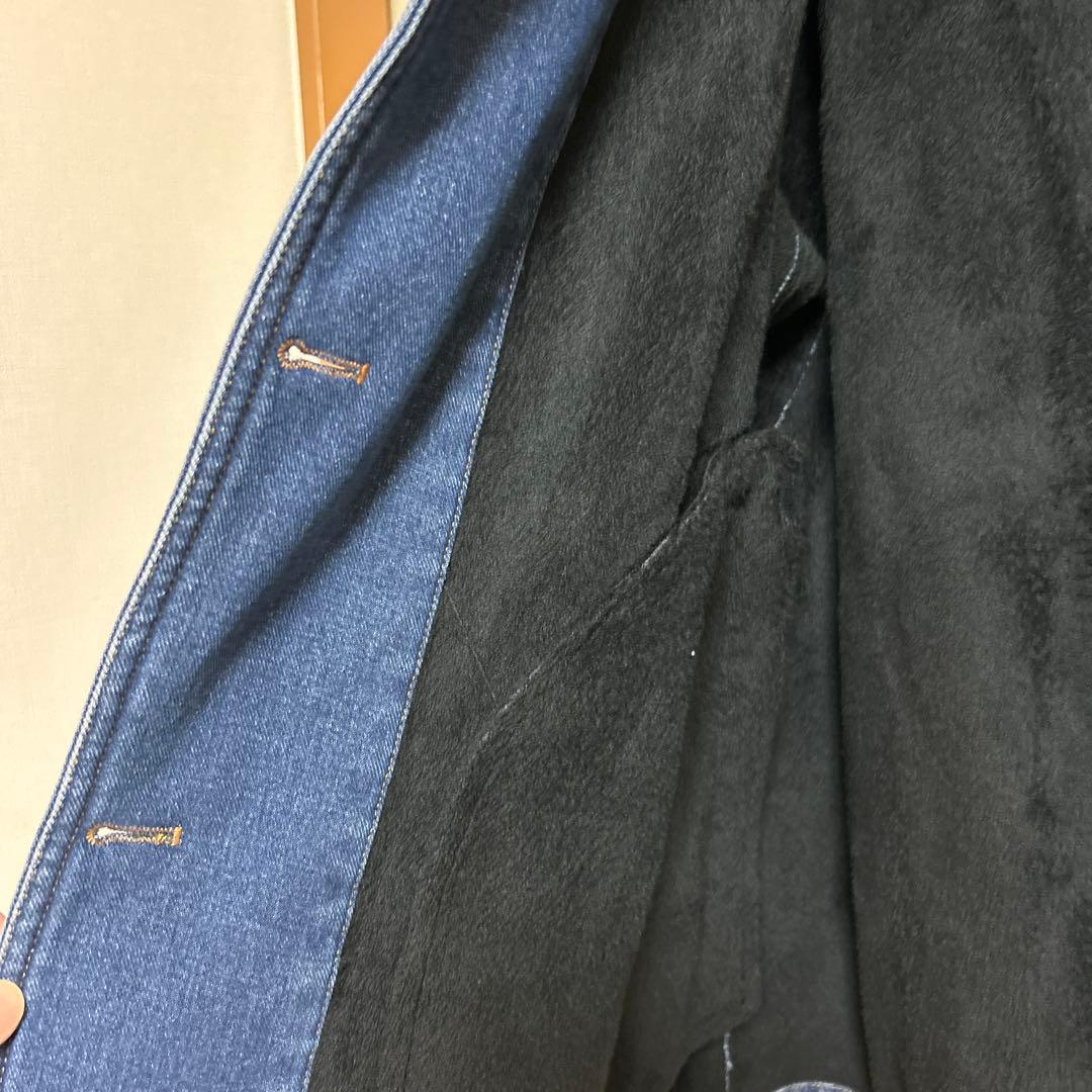【のっぽROSIEE】裏起毛デニムジャケット ブルー