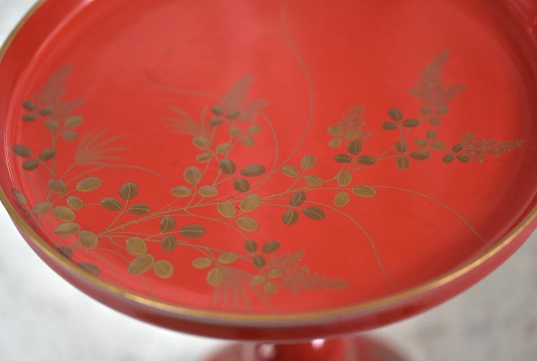 大型蒔絵高杯　木製　菓子器　お茶道具