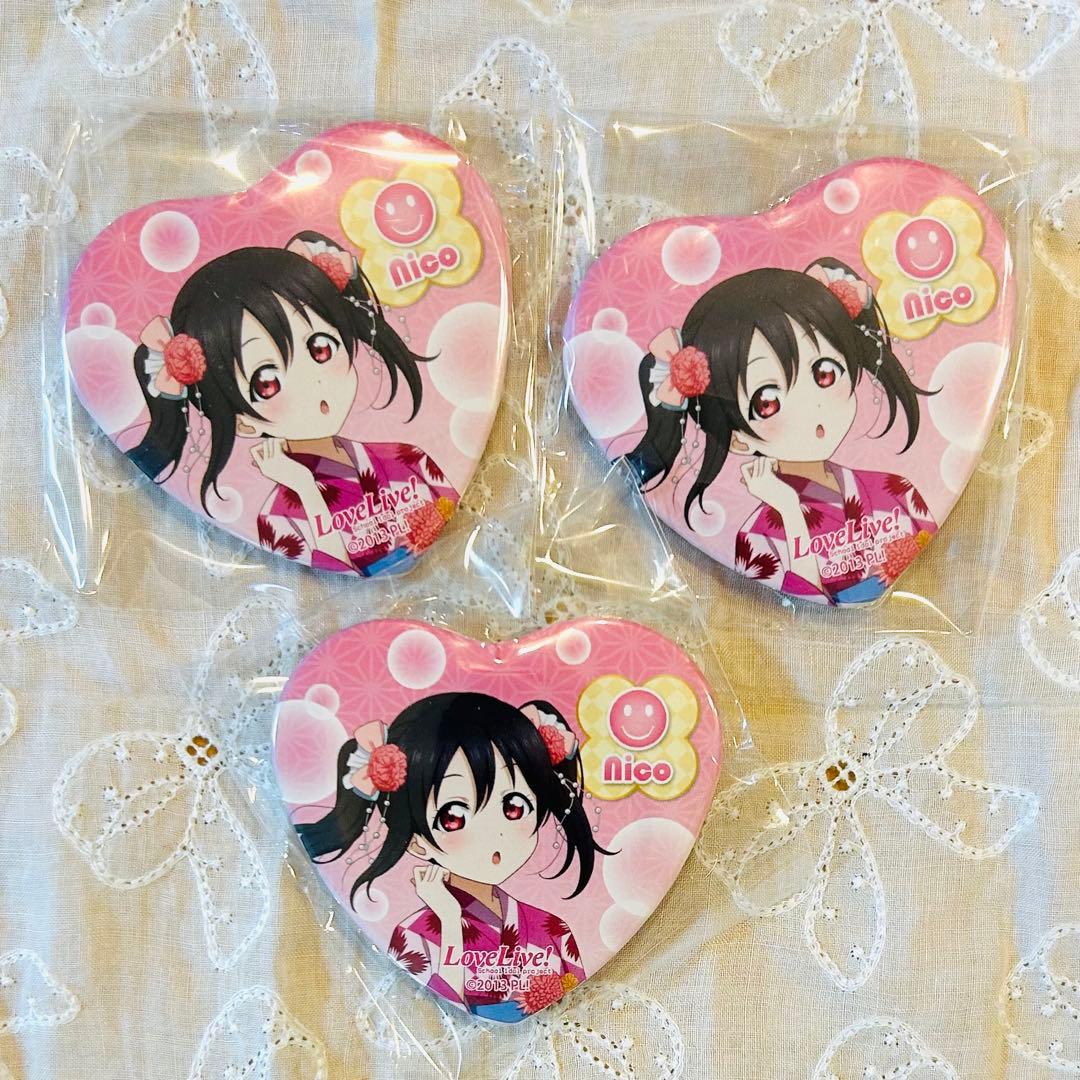 ラブライブ μ's 矢澤にこ 韓国限定 浴衣 ハート型缶バッジ 3点