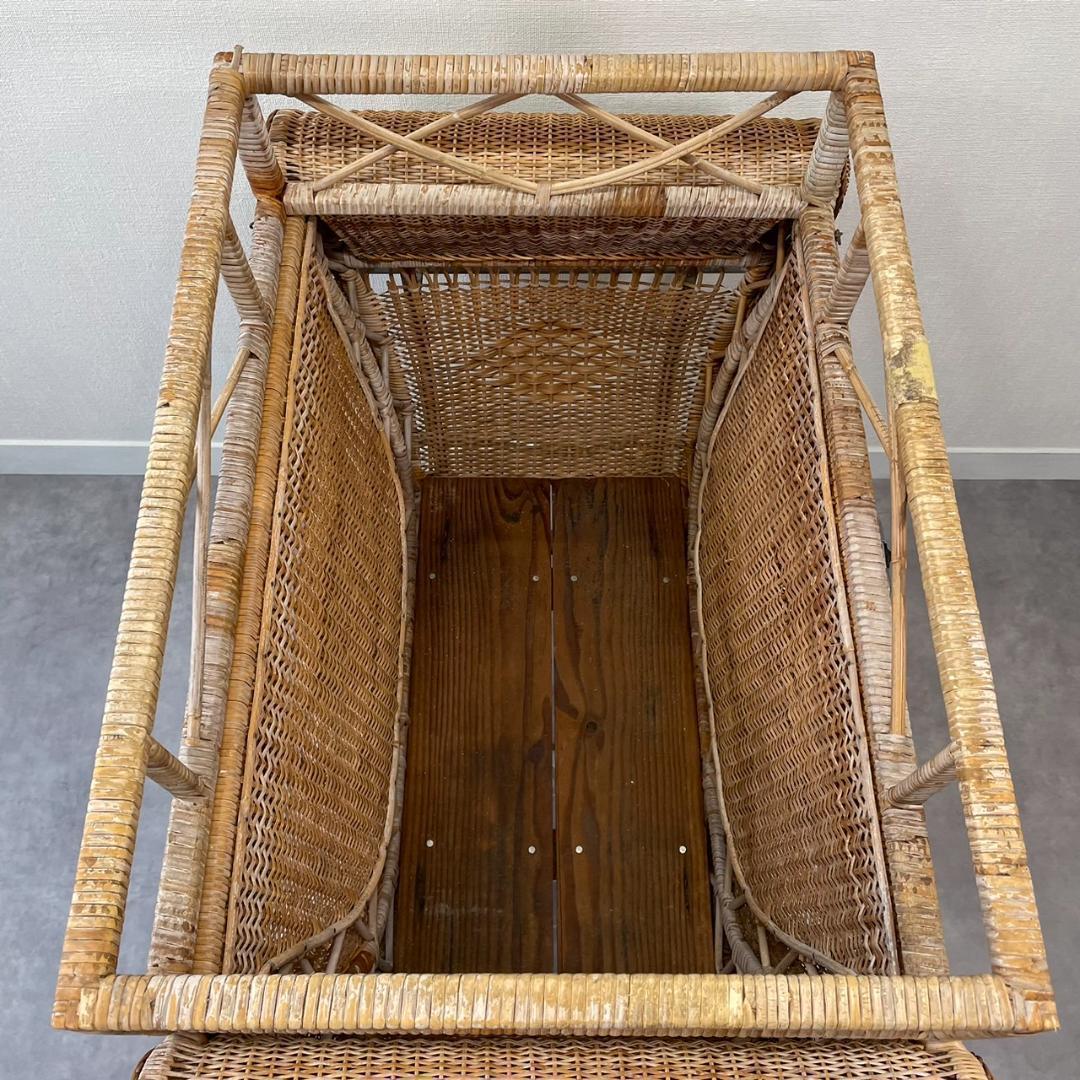 ヴィンテージ 乳母車 ベビーカー ラタン 昭和レトロ 籐 オブジェ ビンテージ