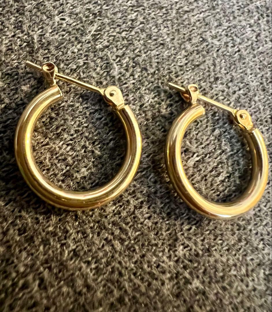 最後のお値下げ‼️ユニセックス18金ゴールド フープピアス 2x15