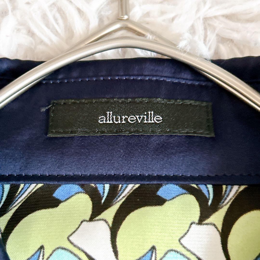 美品⁂アルアバイル⁂長袖シャツロングワンピース　リーフジオメトリック　総柄　M