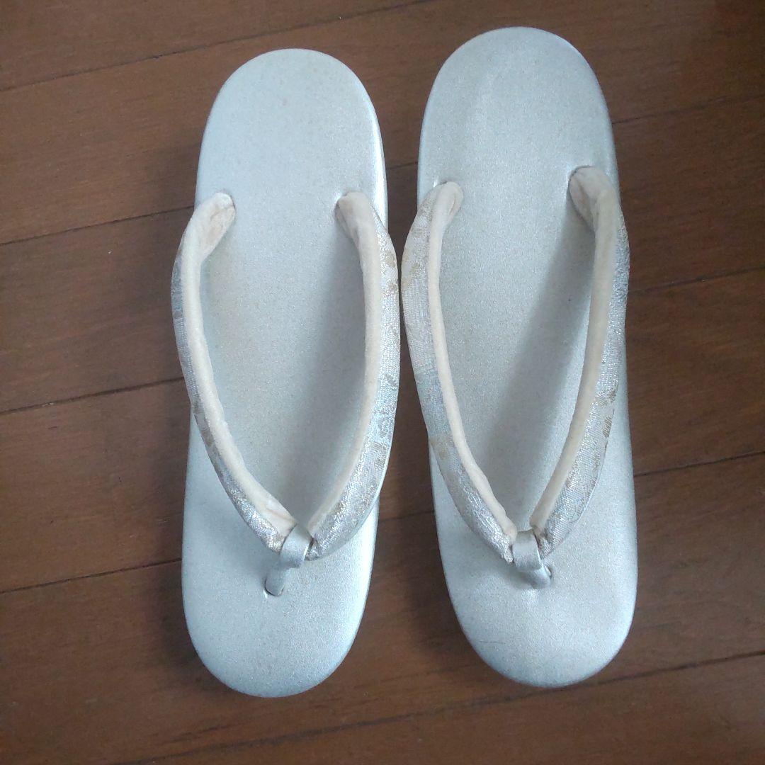 草履 バッグ セット 紗織 Lサイズ シルバー系