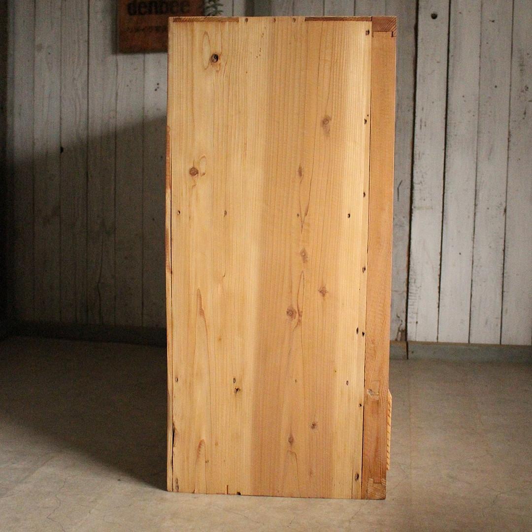 古い木枠のガラス戸棚　引き出し3杯　水屋