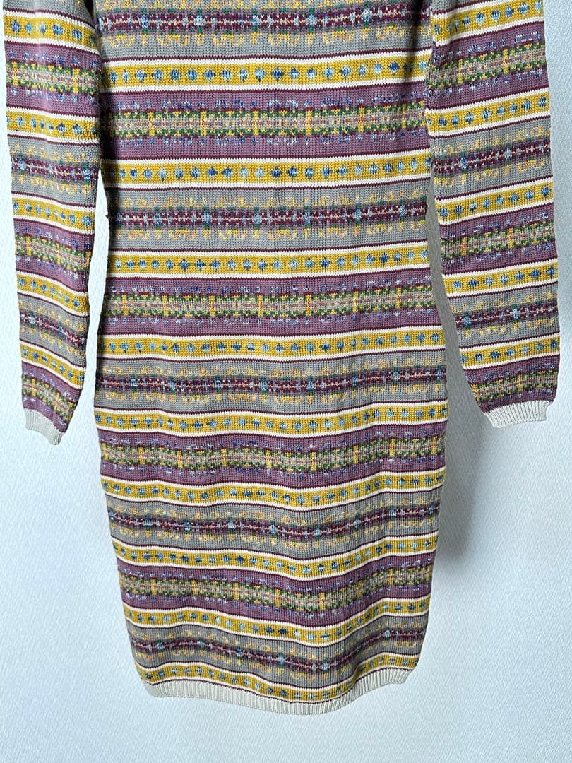 ジャンポールゴルチェマイユ クリスタルビジュー装飾 総柄ニットワンピース