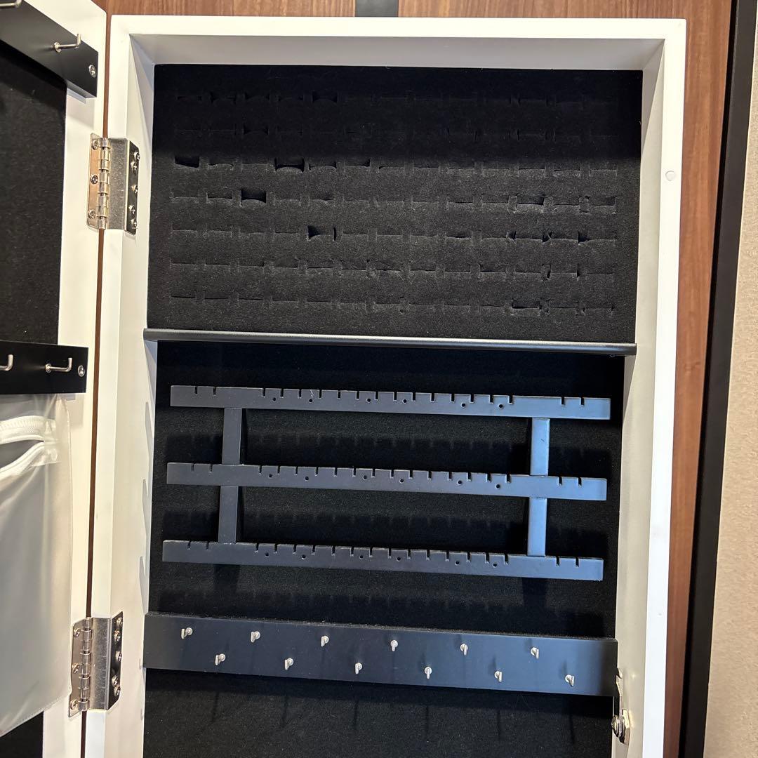 ぽんず　ホワイト スタンドミラー 収納付き　アクセサリーケース　姿見