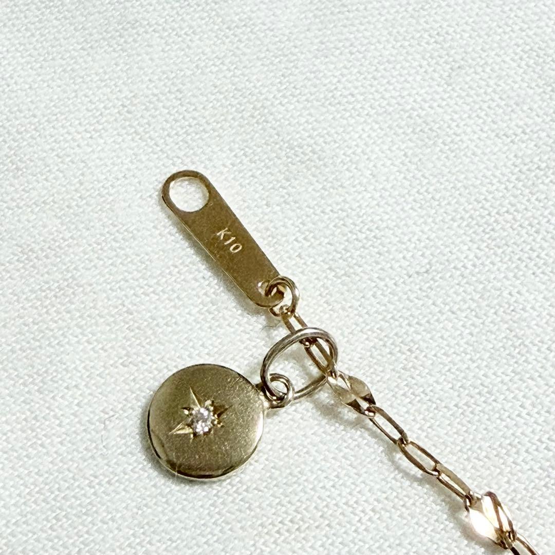 K10 10金　YG ダイヤモンド　　ネックレス　チャーム　ペンダント