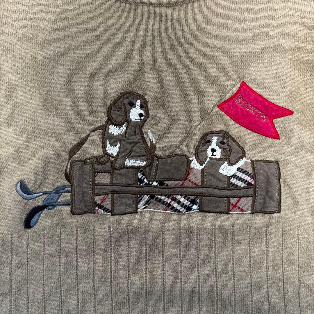 【美品】BURBERRYS ニット セーター 毛100% 犬刺繍　L ブラウン