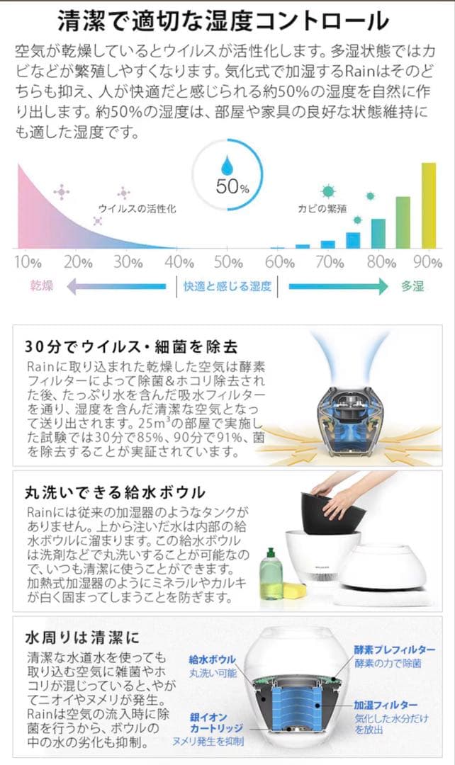 ふ*の様 【BALMUDA バルミューダ 】BALMUDA Rain加湿器202