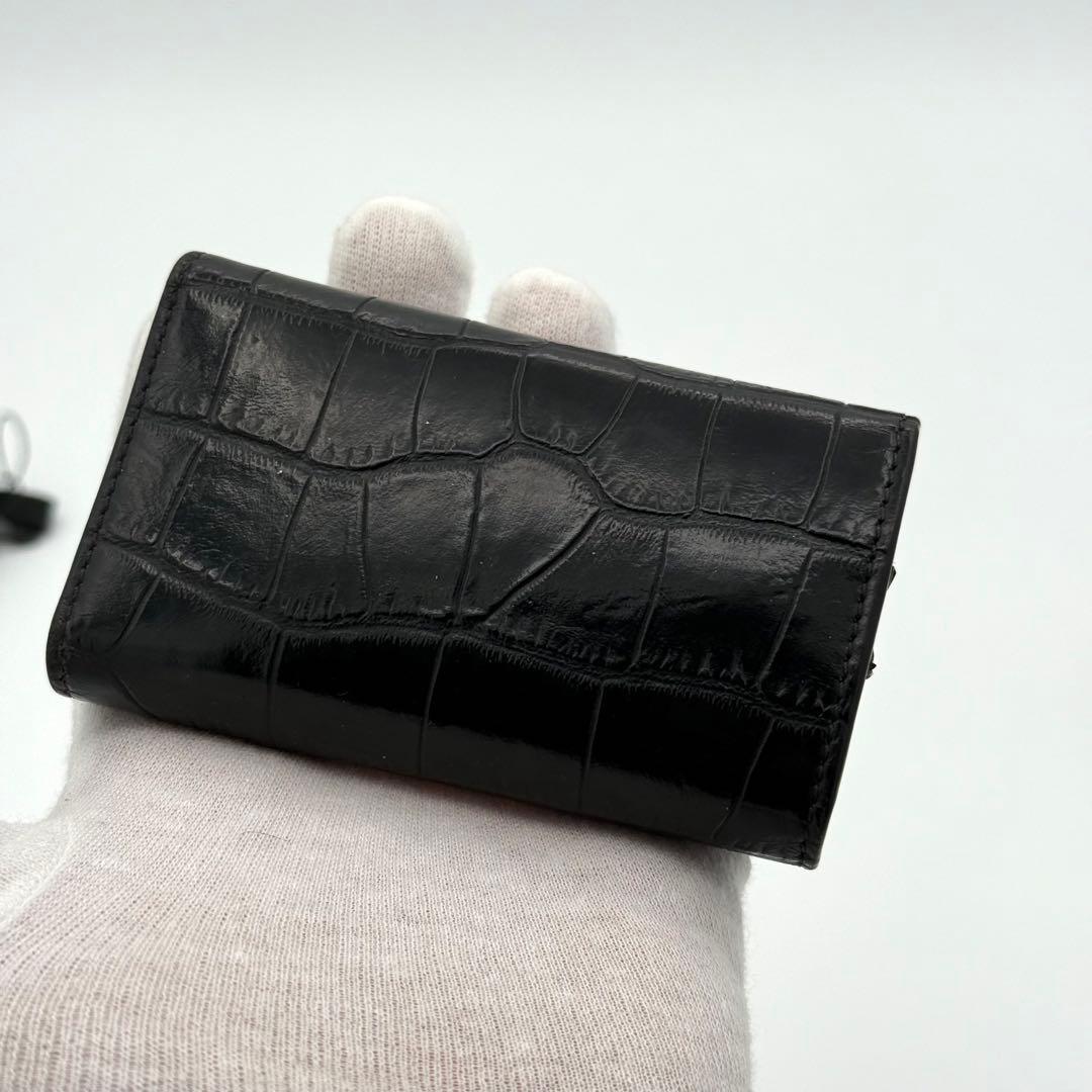 CELINE セリーヌ クロコ型押し レザー 6連キーケース ブラック