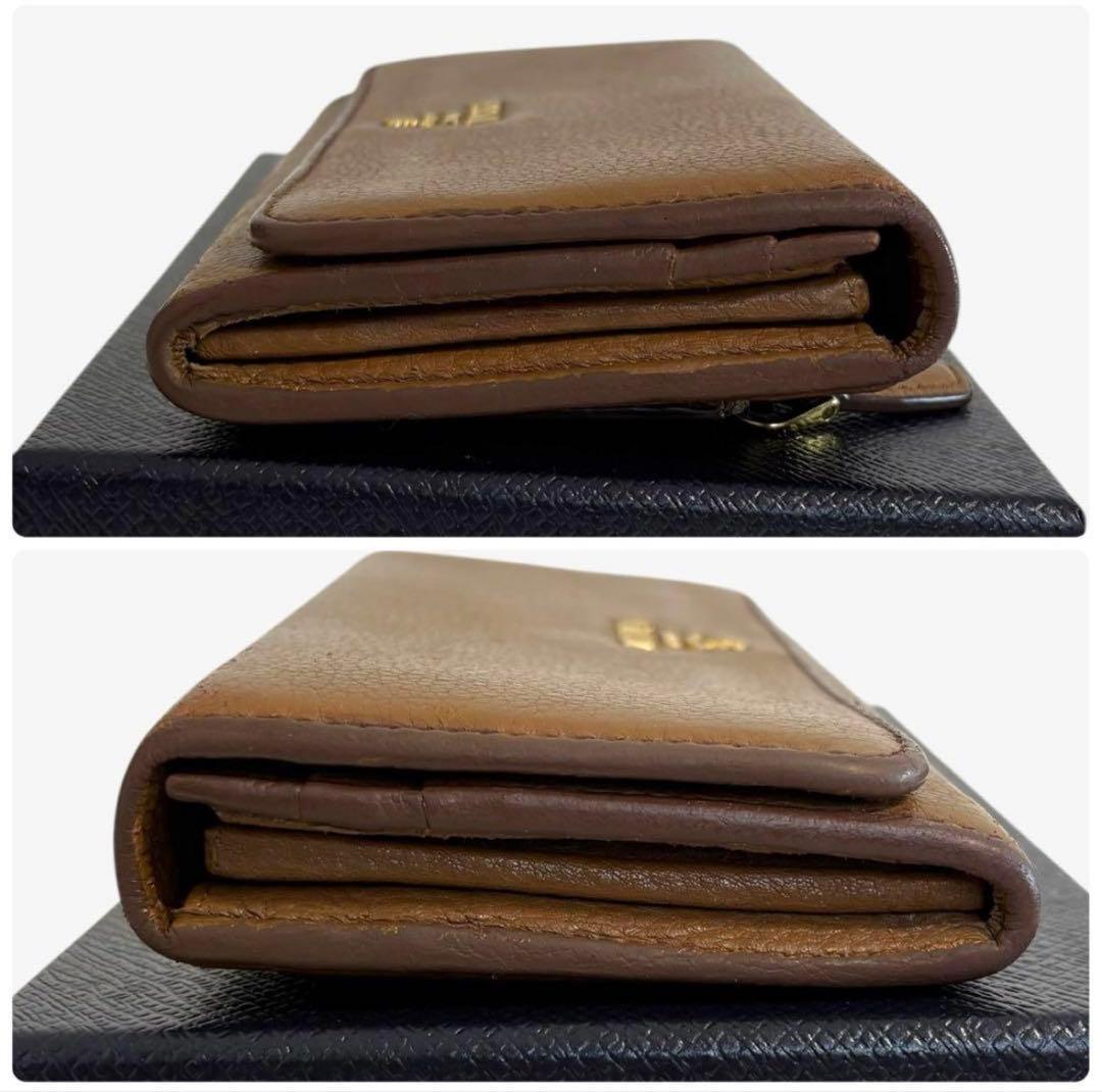PRADA プラダ 二つ折り 長財布　茶色 ブラウン パスケース シボ革　希少品