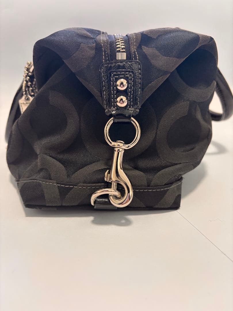 美品　COACH キャンバス×レザー ショルダーバッグ ハンドバッグブラック系