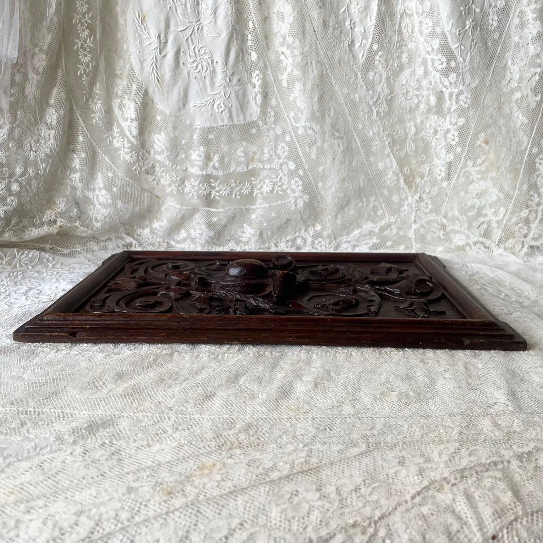 ウッドカービングパネル②木製パネル　卓上ディスプレイボード　フランスアンティーク