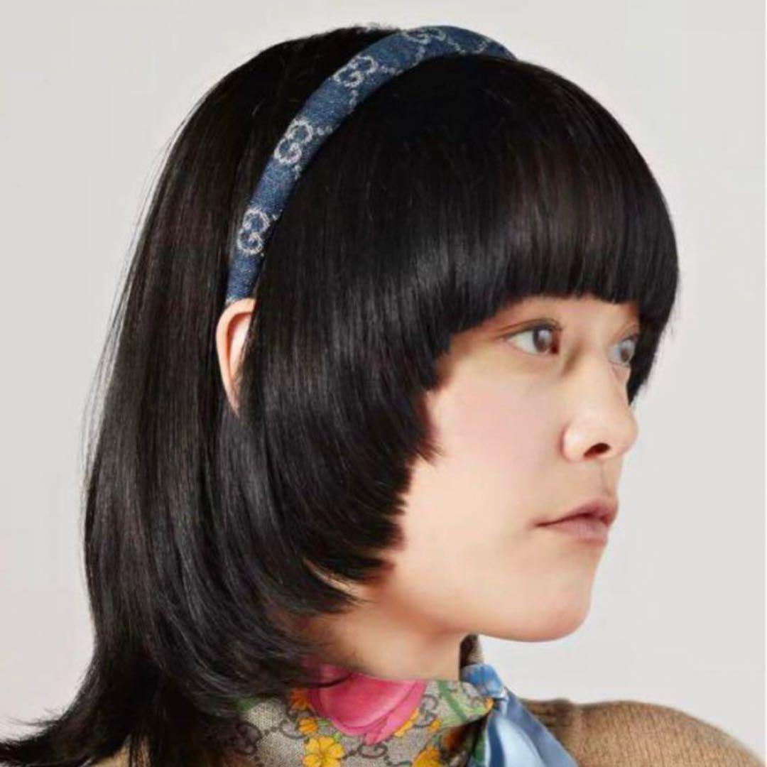 【美品】GUCCI インディゴブルー デニム ヘアカチューシャ箱付き