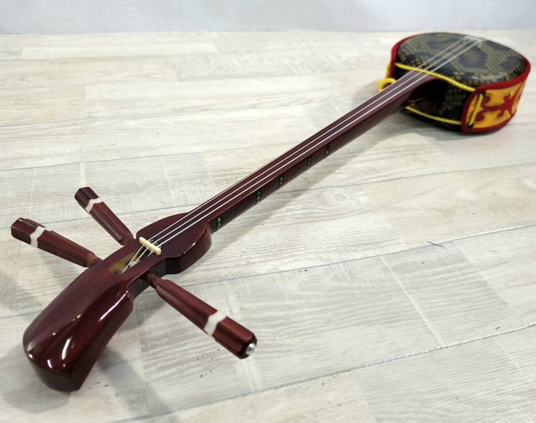 【良品】沖縄三線 工四合 人工皮 三味線 概ねきれい