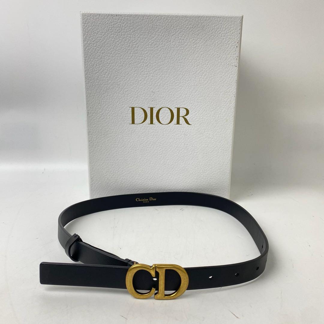 箱付き　Dior ディオール　ベルト CD ロゴ　バックルベルト　レザー　黒